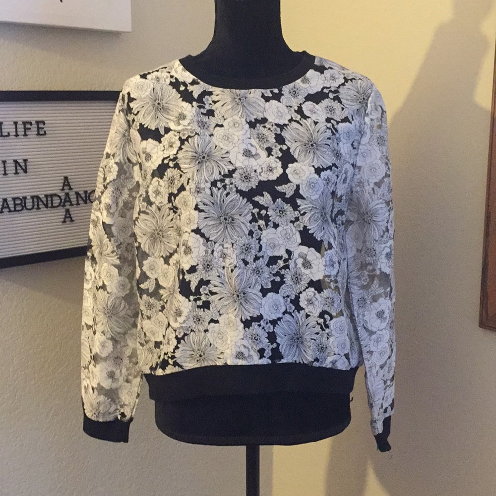 Korean Floral Design Sweater Transparent Pattern